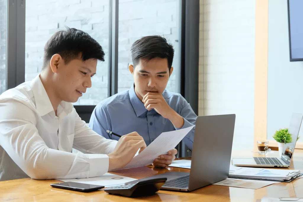 Colleagues strategizing