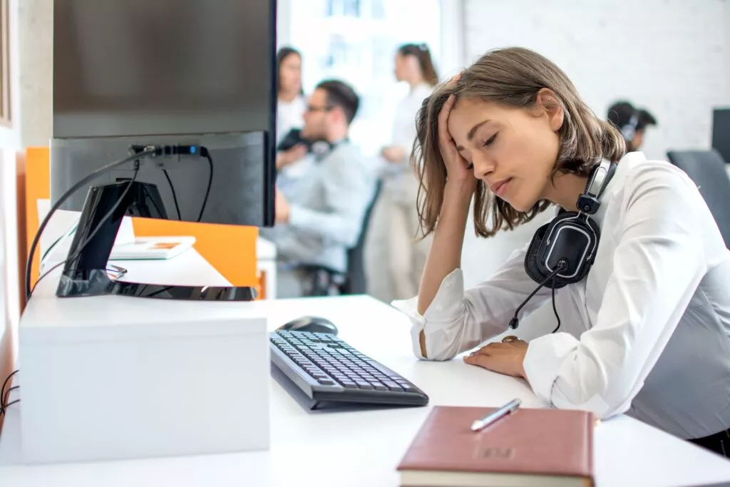Tired call center agents