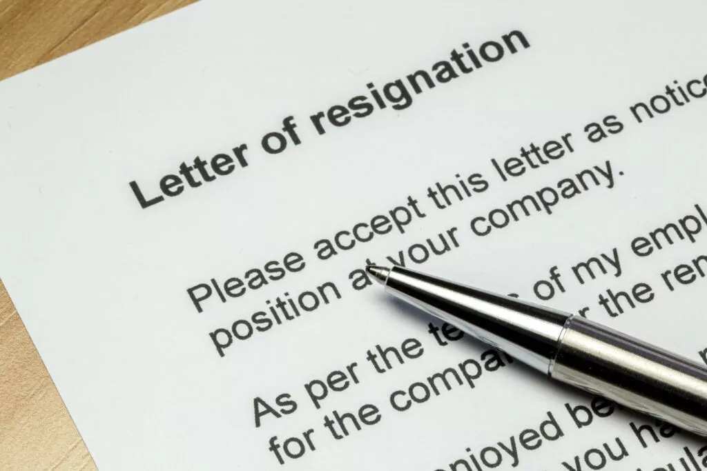 Letter of resignation